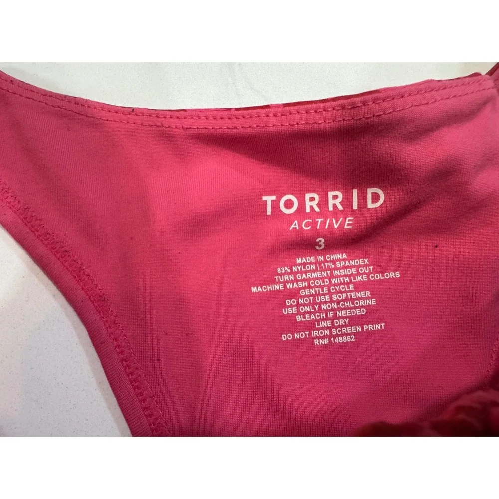Torrid Active Low Impact Sports Bra Performance Front Zip Size 3 Pink Leopard